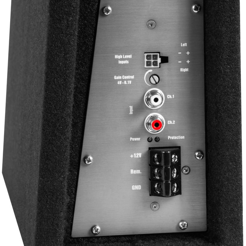 BELVA BPKG10T 600W Peak 10" Shallow-Mount Angled Amplified Loaded Subwoofer Enclosure - Image 5